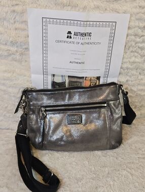 Coach Poppy Metallic Pewter Crossbody Bag - Coach EUC